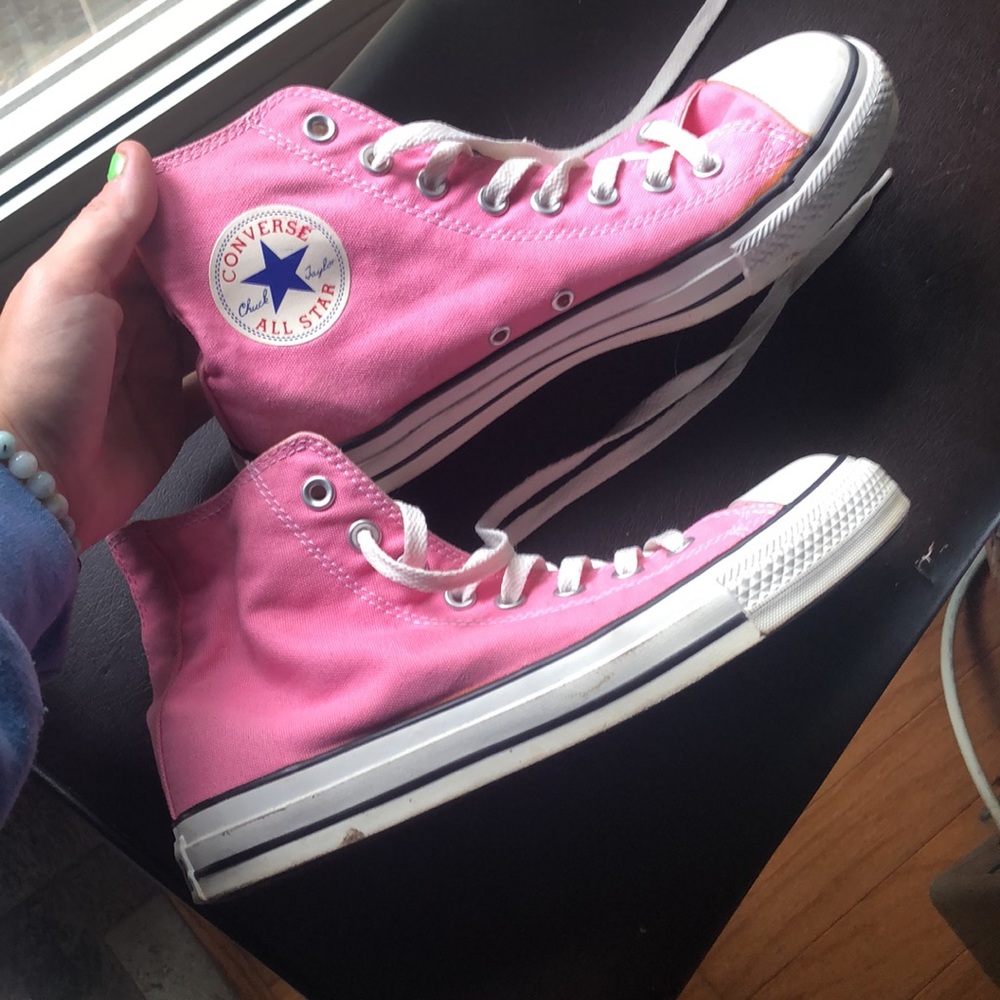 PINK Converse High Tops - Mens Sz 7, Womens size 9
